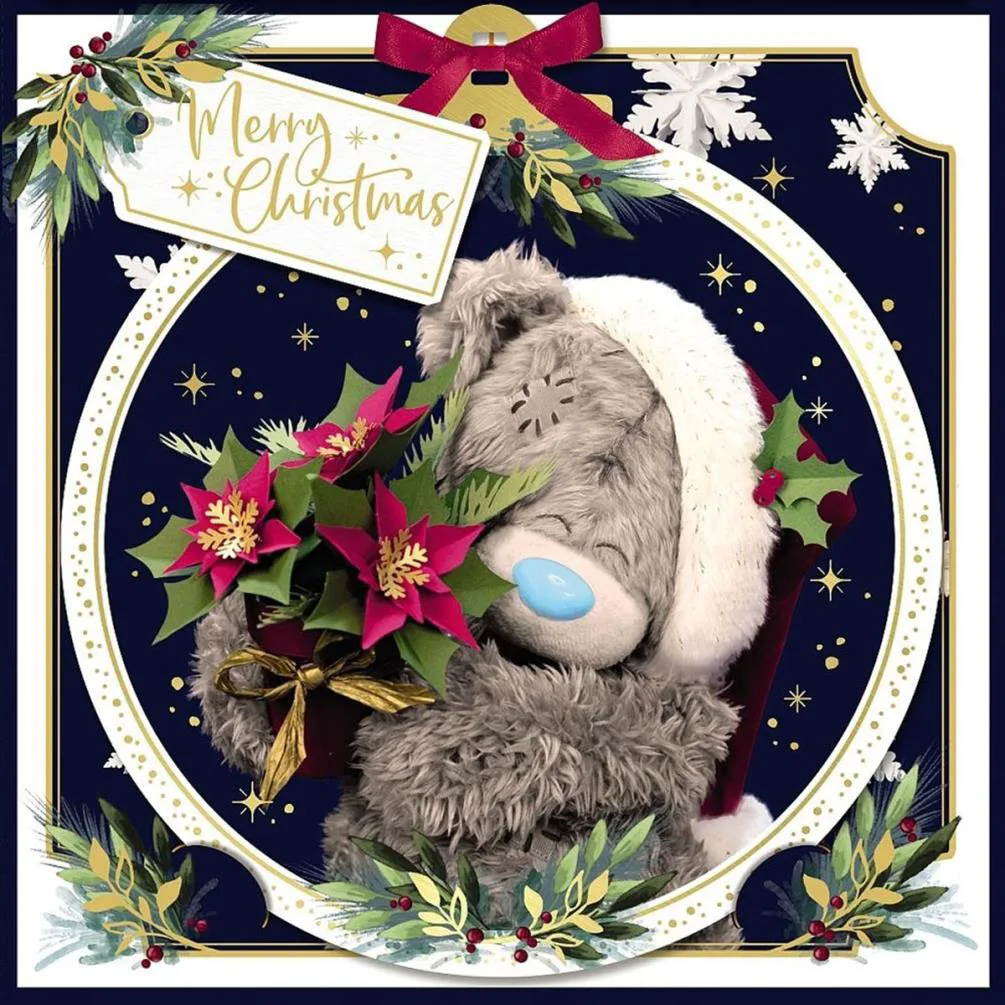 3D Holographic Poinsettia Me to You Bear Christmas Card