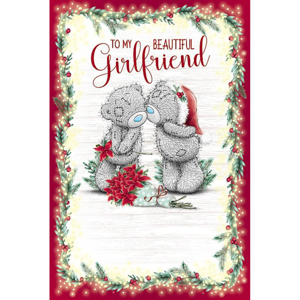 Beautiful Girlfriend Bears Kissing Me to You Bear Christmas Card