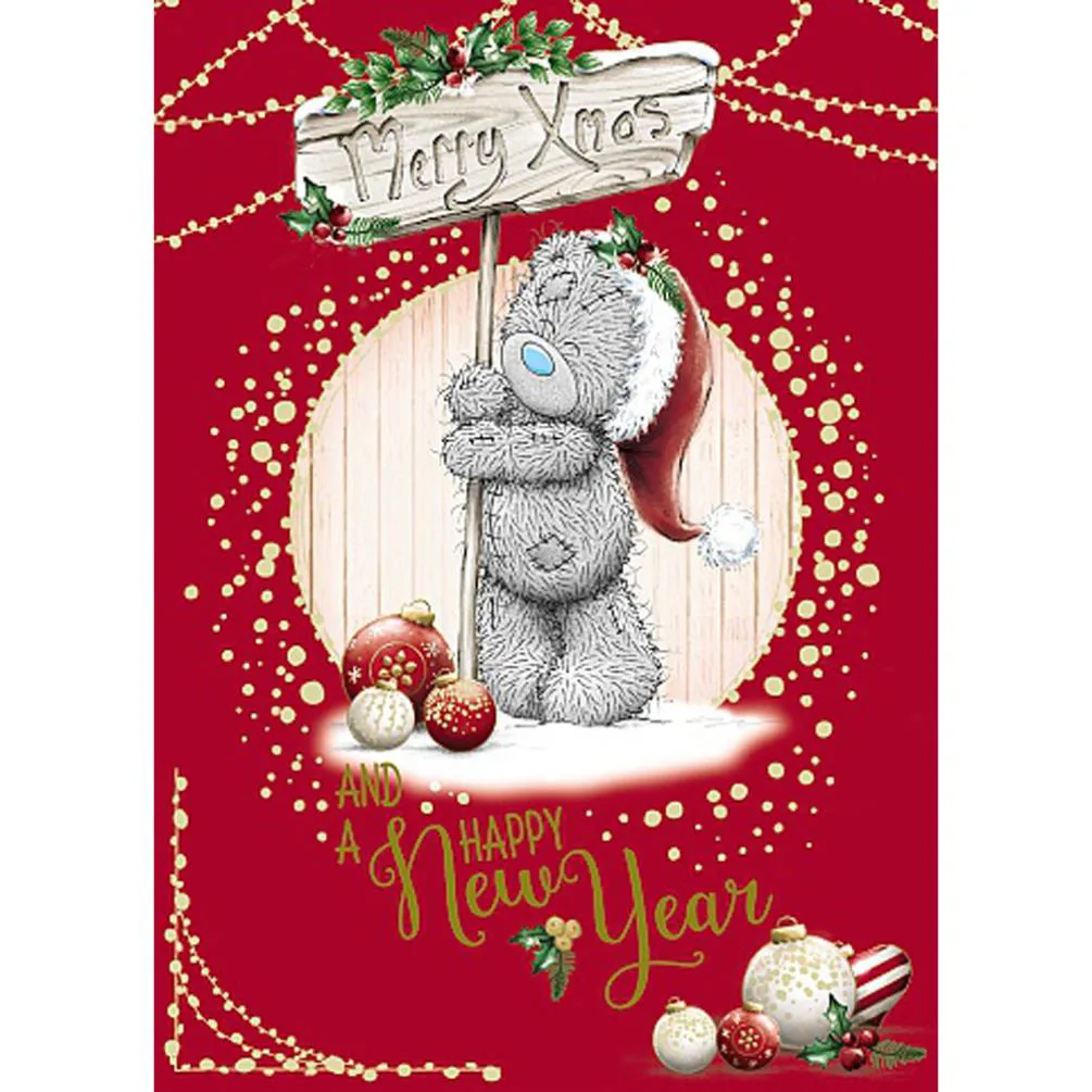 Holding Merry Xmas Sign Me To You Bear Christmas Card £1.79