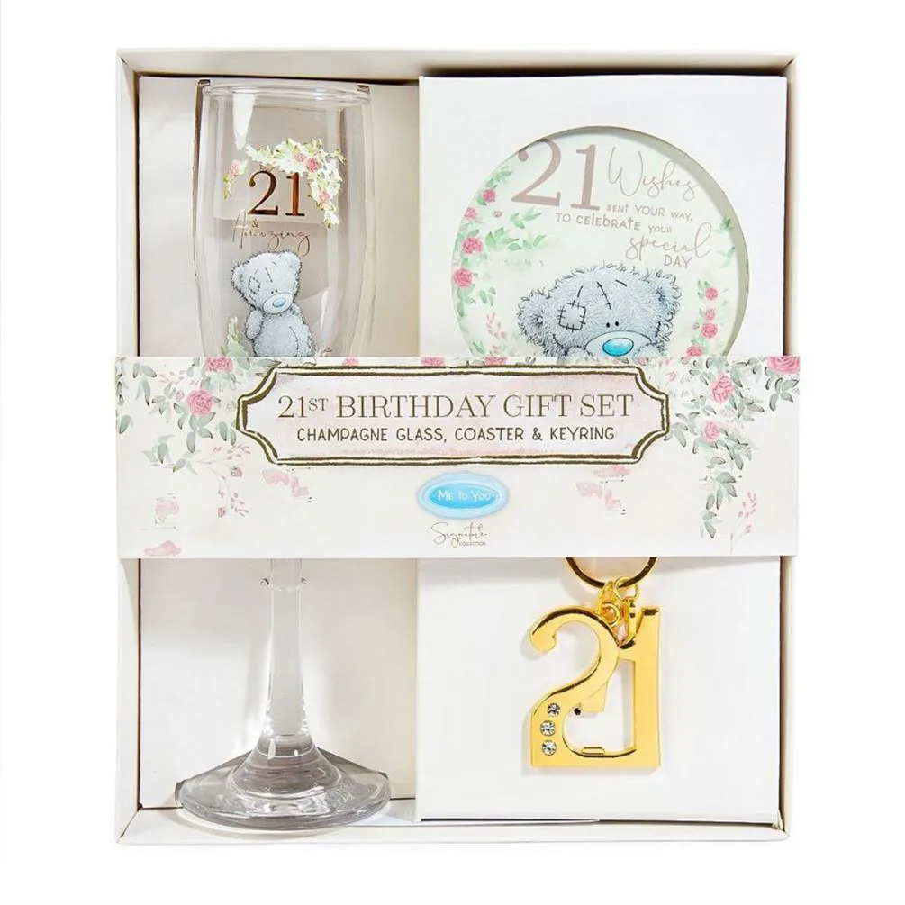 21st Birthday Champaign Glass Coaster & Keyring Me to You Bear Gift Set Extra Image 2