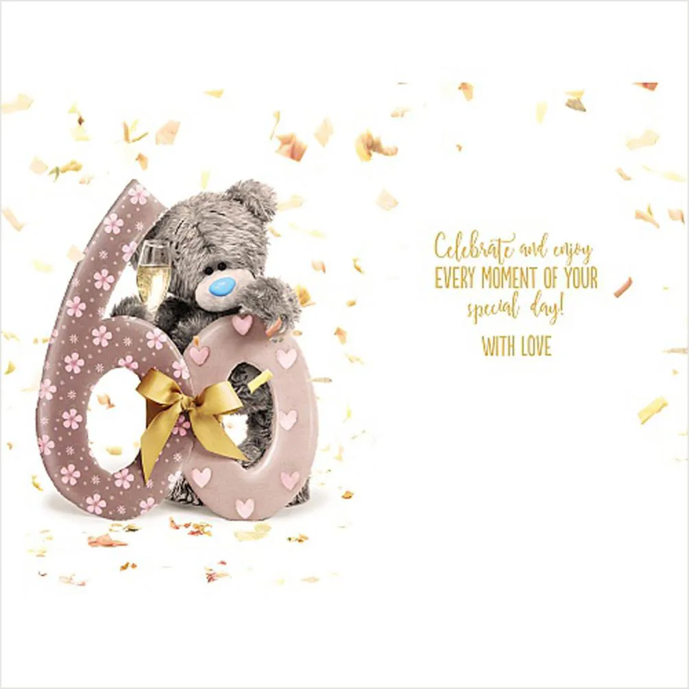 60th Birthday Photo Finish Me to You Bear Birthday Card Extra Image 1