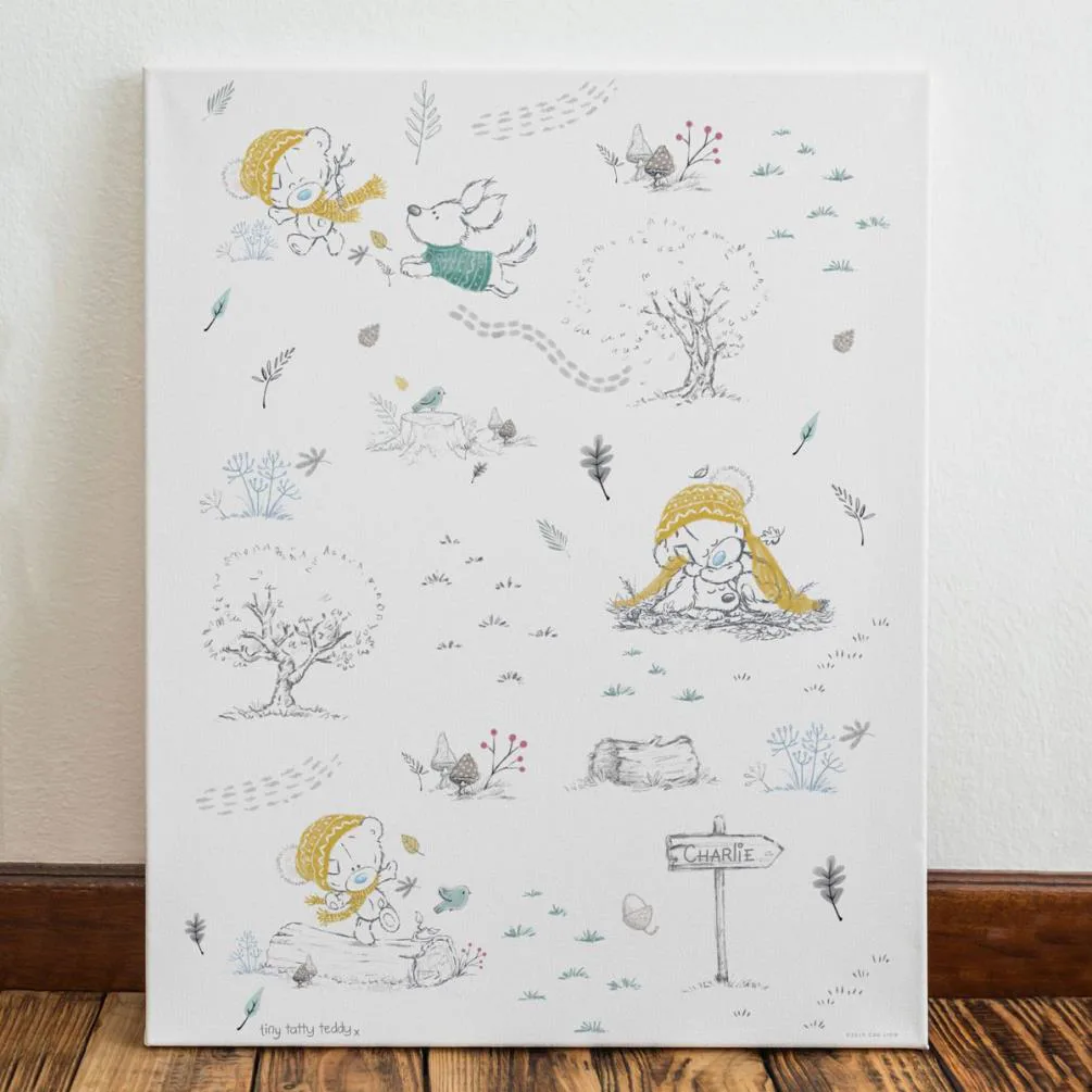 Personalised Tiny Tatty Teddy Autumn Leaves Canvas Extra Image 1