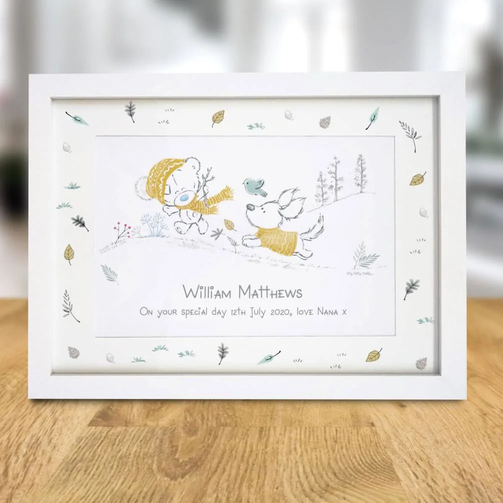 Personalised Tiny Tatty Teddy Autumn Leaves A4 Framed Print Extra Image 1
