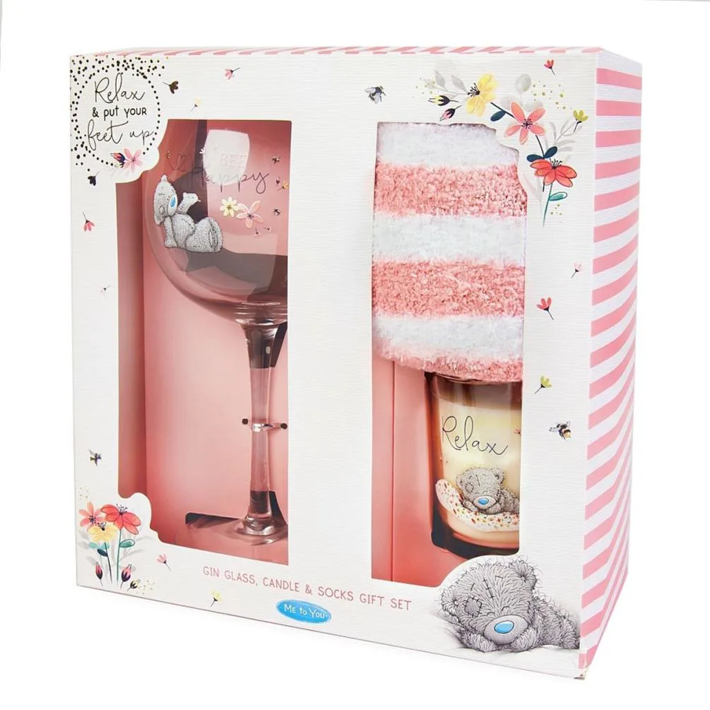 Relax Gin Glass Socks & Candle Me to You Bear Gift Set Extra Image 1