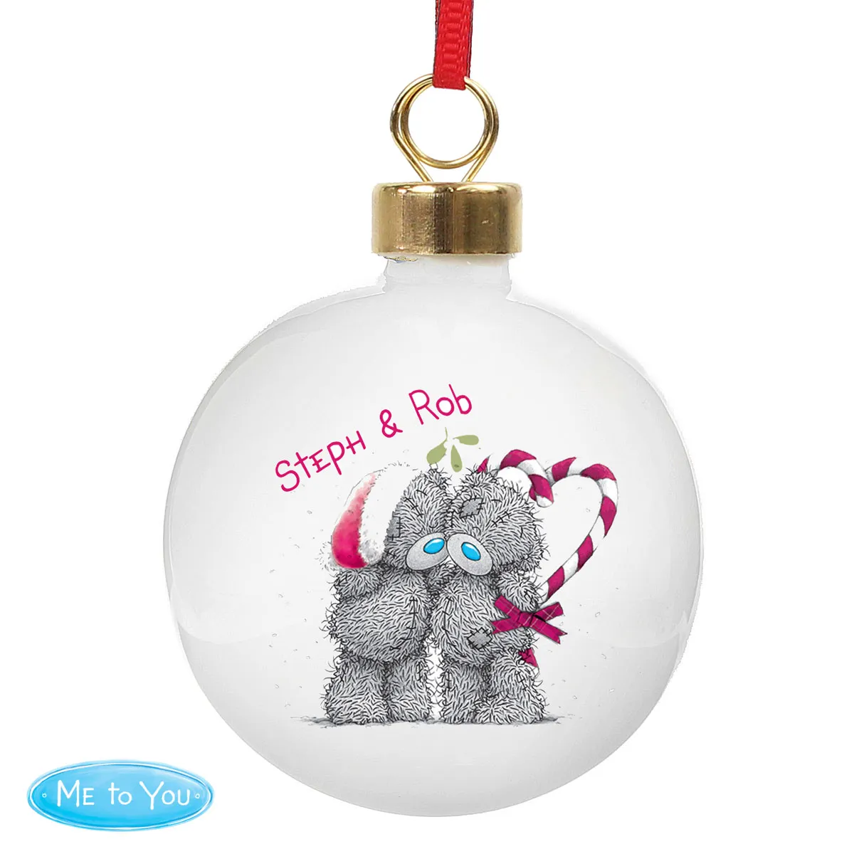 Personalised Me To You Bear Christmas Couple Bauble Extra Image 1