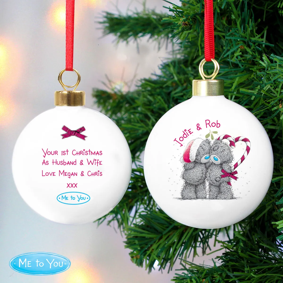 Personalised Me To You Bear Christmas Couple Bauble Extra Image 2