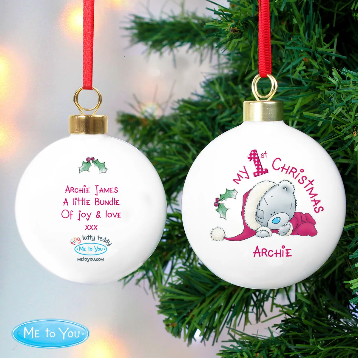 Personalised Tiny Tatty Teddy My 1st Christmas Bauble Extra Image 2