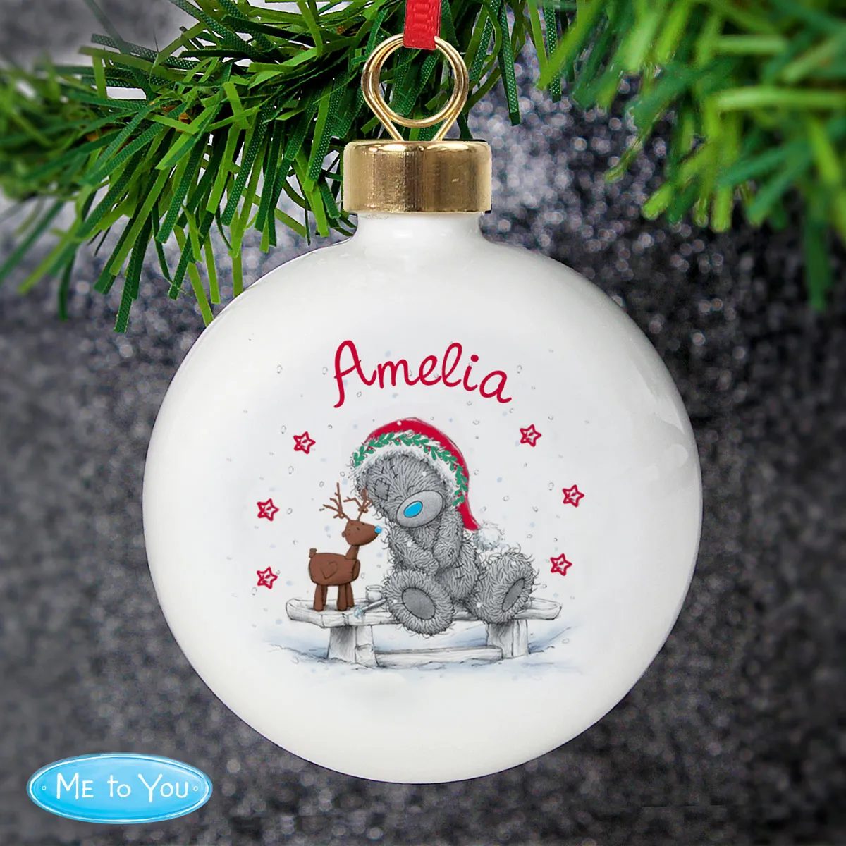Personalised Me to You Bear Christmas Reindeer Bauble Extra Image 1