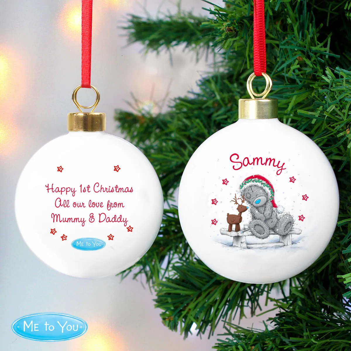 Personalised Me to You Bear Christmas Reindeer Bauble Extra Image 2