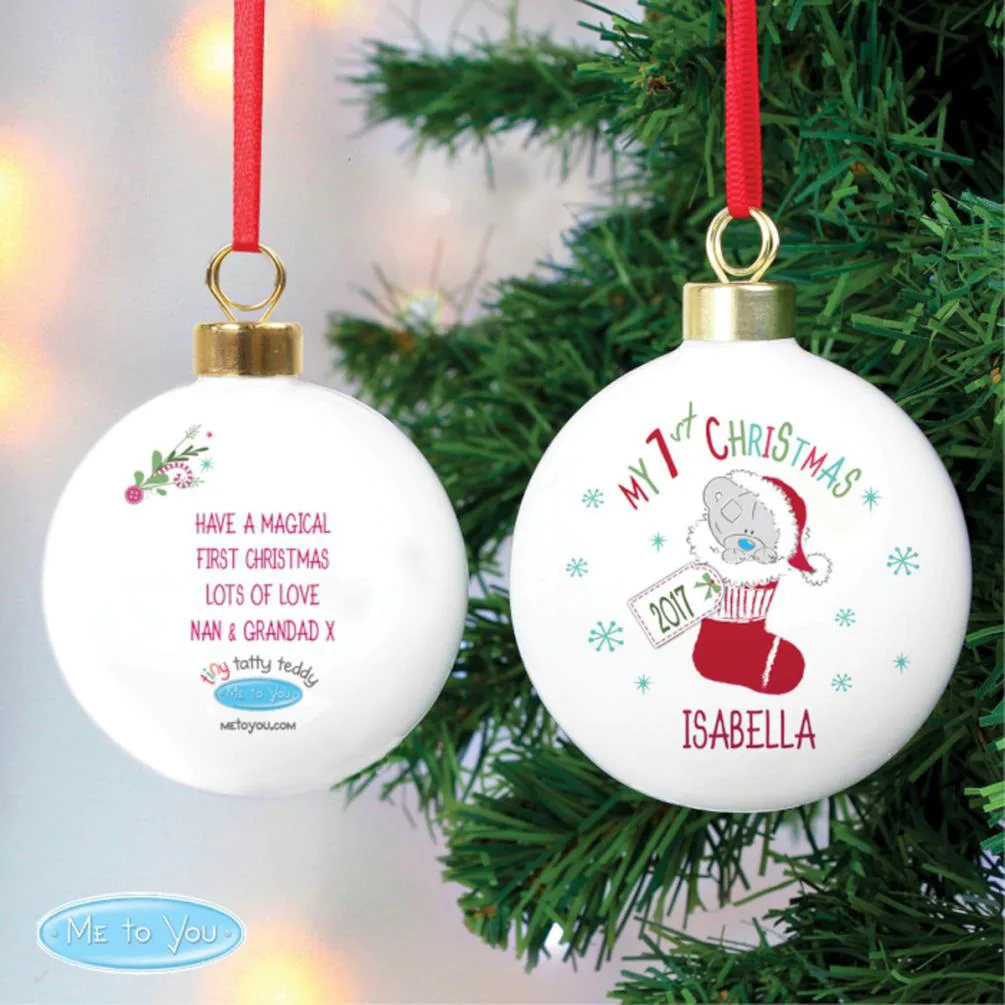 Personalised My 1st Christmas Tiny Tatty Teddy Stocking Bauble Extra Image 2