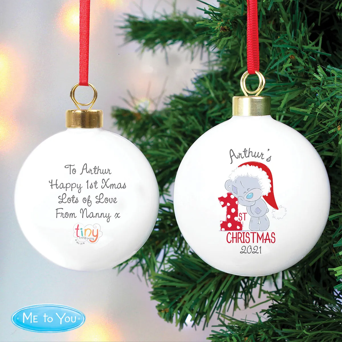 Personalised Tiny Tatty Teddy My 1st Christmas Bauble Extra Image 3