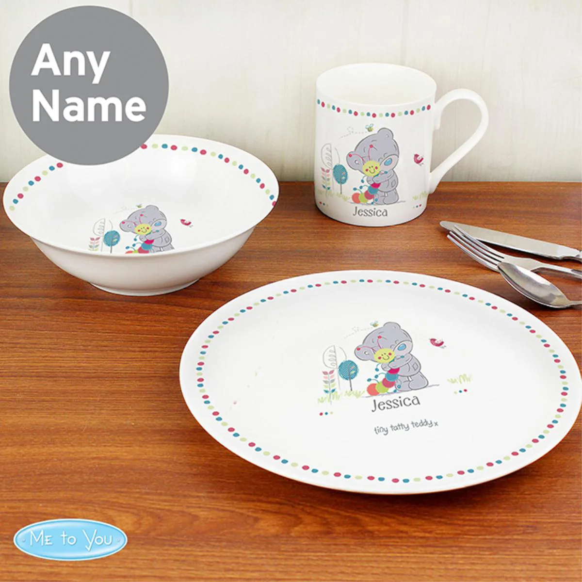 Personalised Tiny Tatty Teddy Cuddle Bug 3pc Breakfast Set Extra Image 1