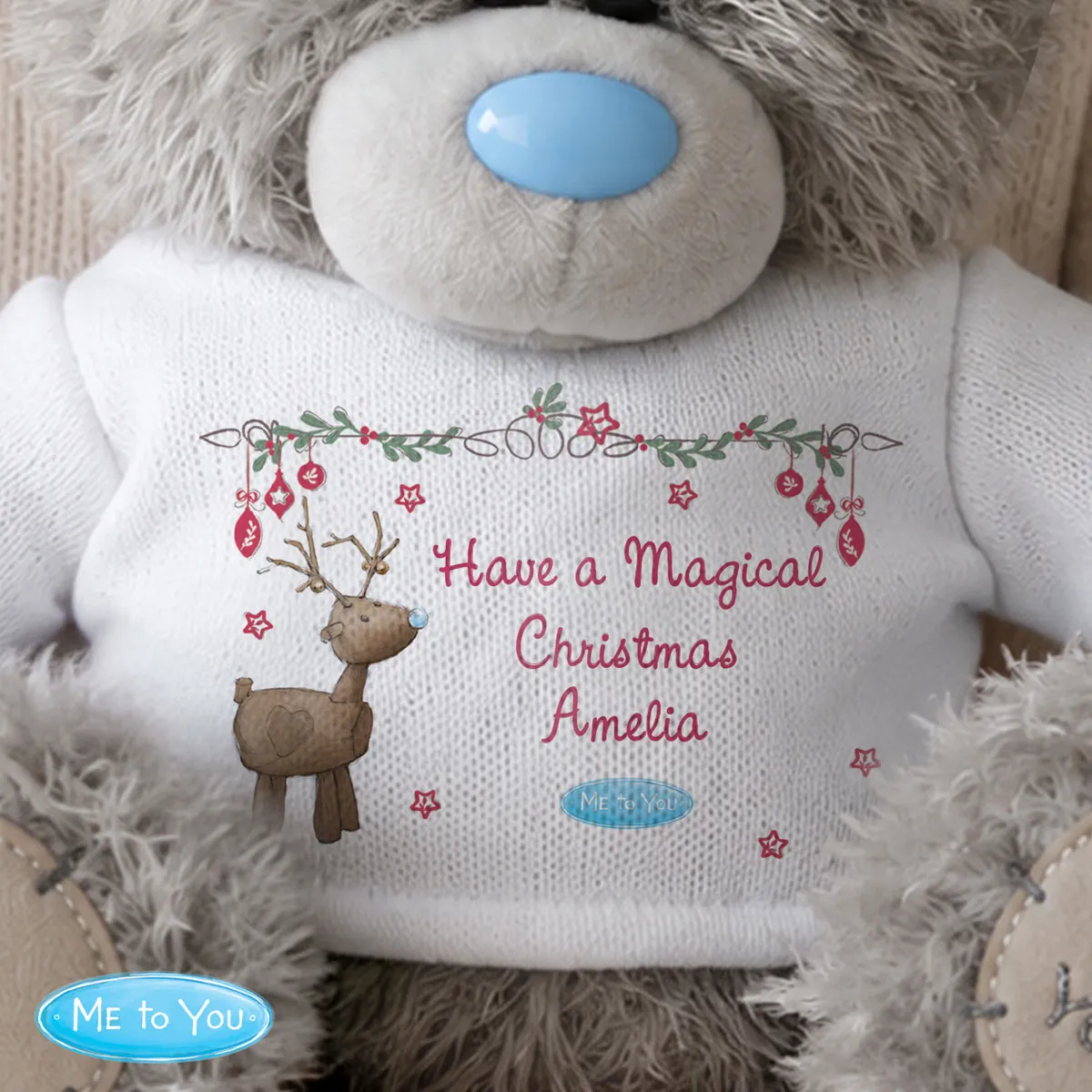 Personalised 10" Me to You Bear with Reindeer T-Shirt Extra Image 3