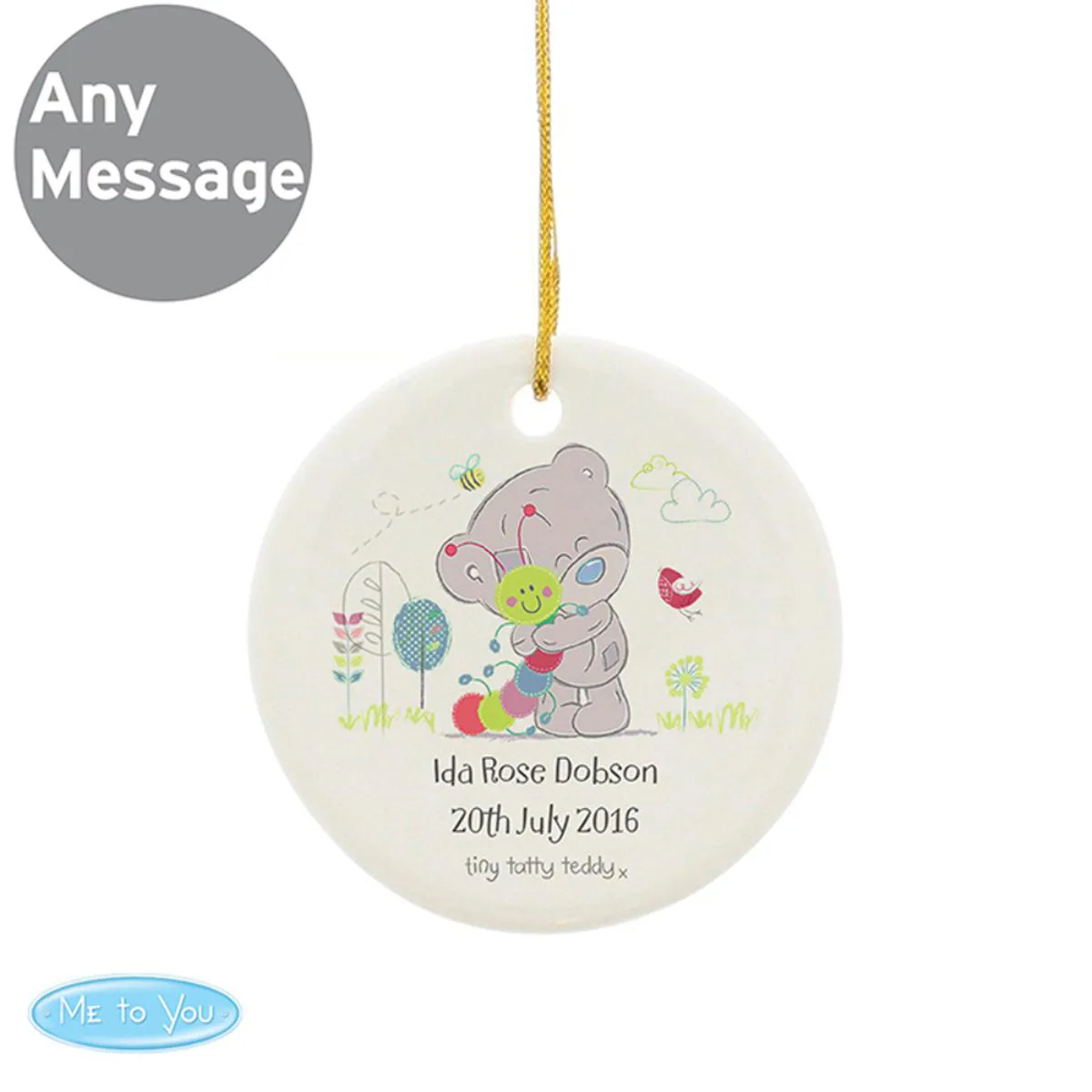 Personalised Tiny Tatty Teddy Cuddle Bug Ceramic Decoration Extra Image 1