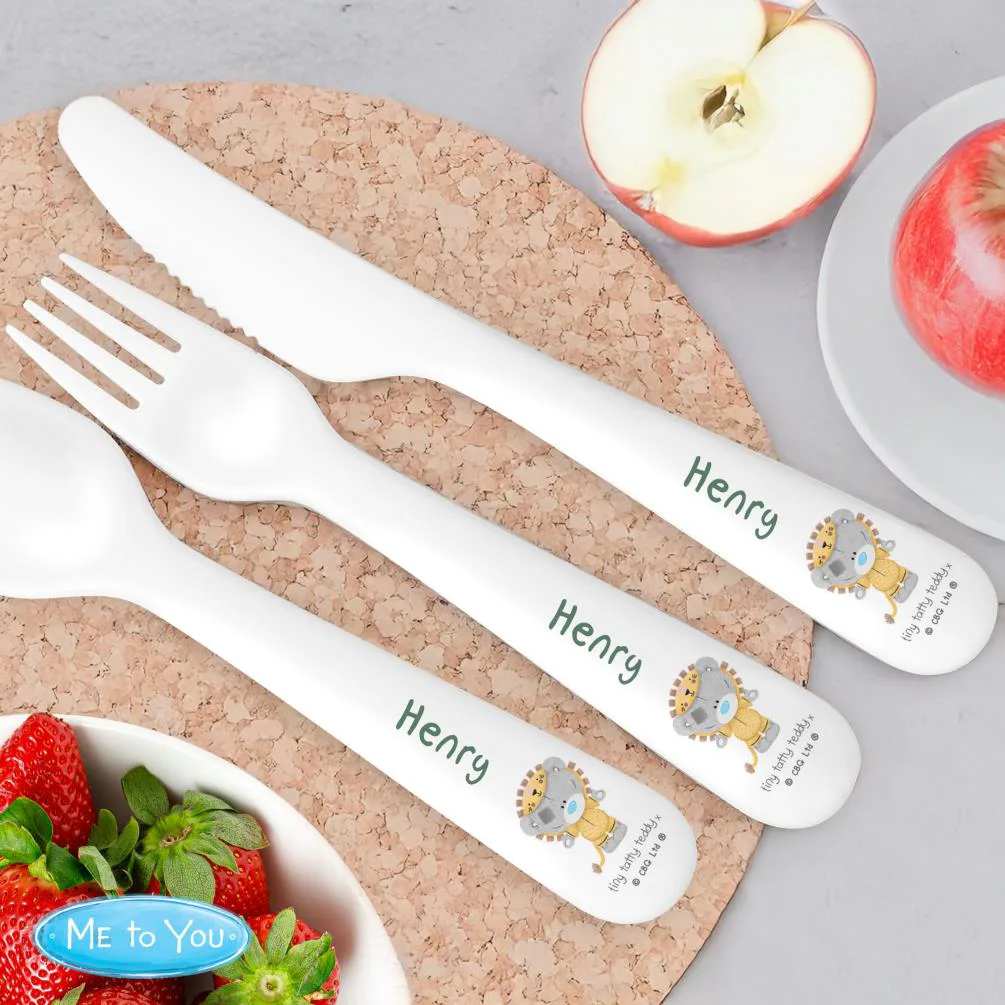 Personalised Tiny Tatty Teddy Jungle Animals Plastic 3 Pc Cutlery Set Extra Image 1
