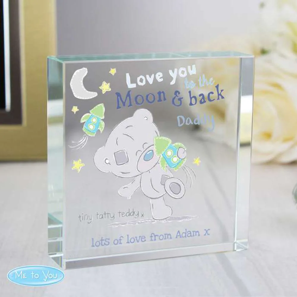 Personalised Tiny Tatty Teddy Moon & Back Large Crystal Block Extra Image 1