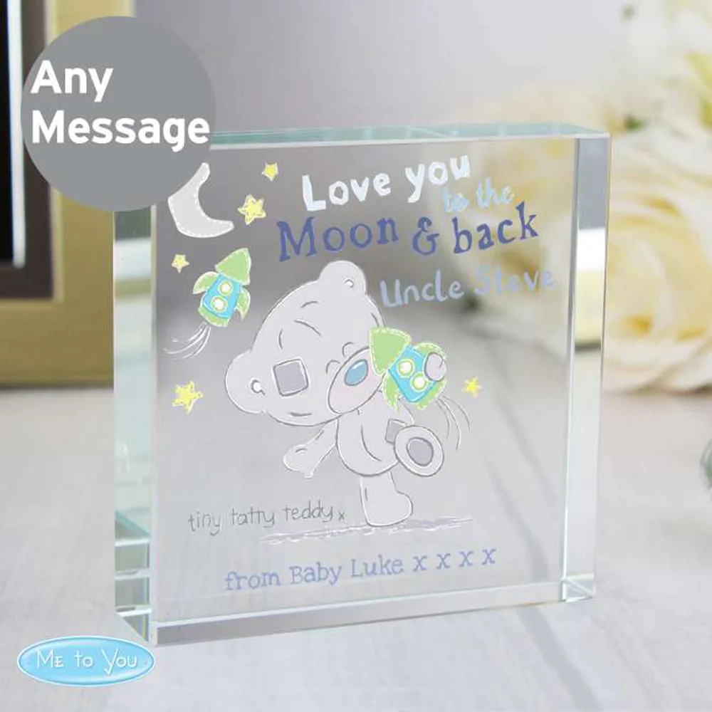 Personalised Tiny Tatty Teddy Moon & Back Large Crystal Block Extra Image 2