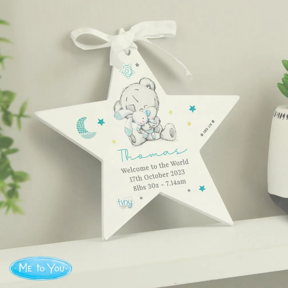 Personalised Tiny Tatty Teddy Dream Big Blue Wooden Star Decoration Extra Image 1