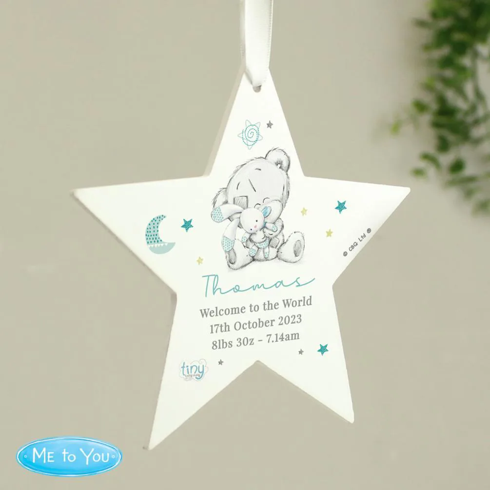 Personalised Tiny Tatty Teddy Dream Big Blue Wooden Star Decoration Extra Image 2