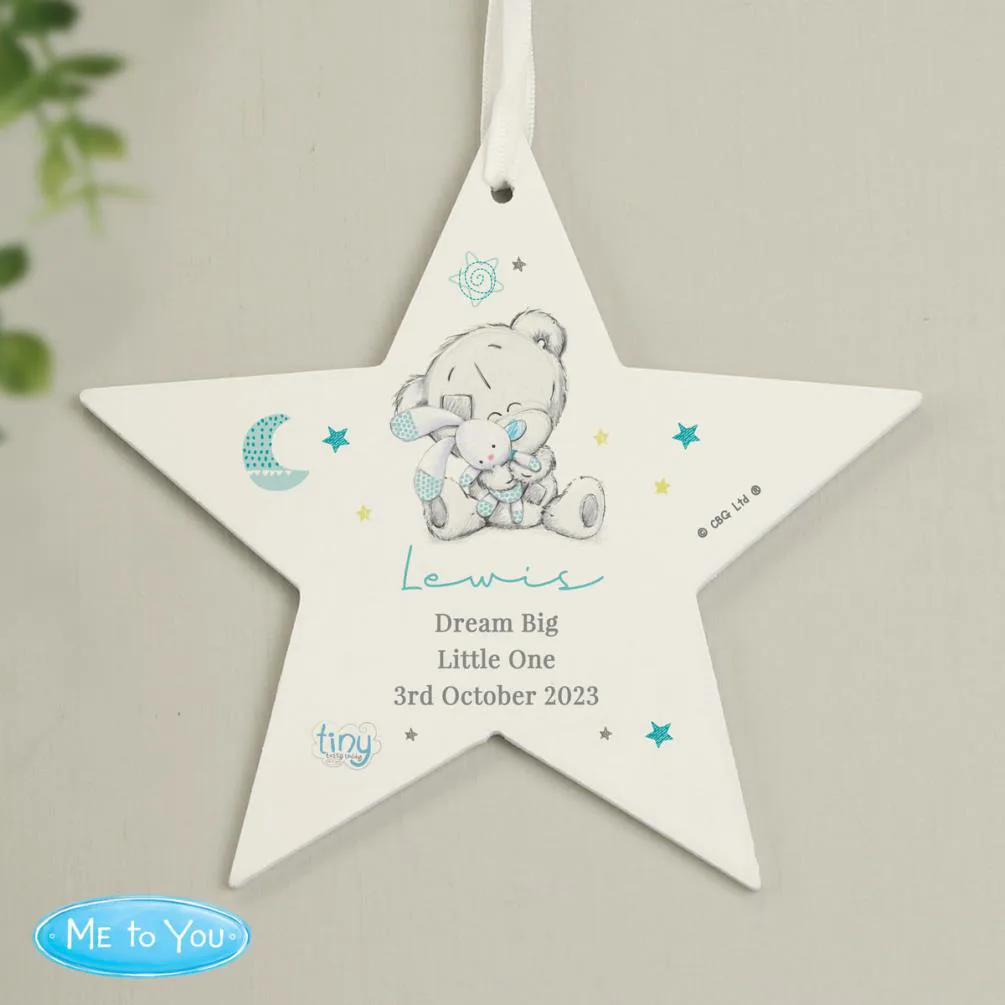 Personalised Tiny Tatty Teddy Dream Big Blue Wooden Star Decoration Extra Image 3