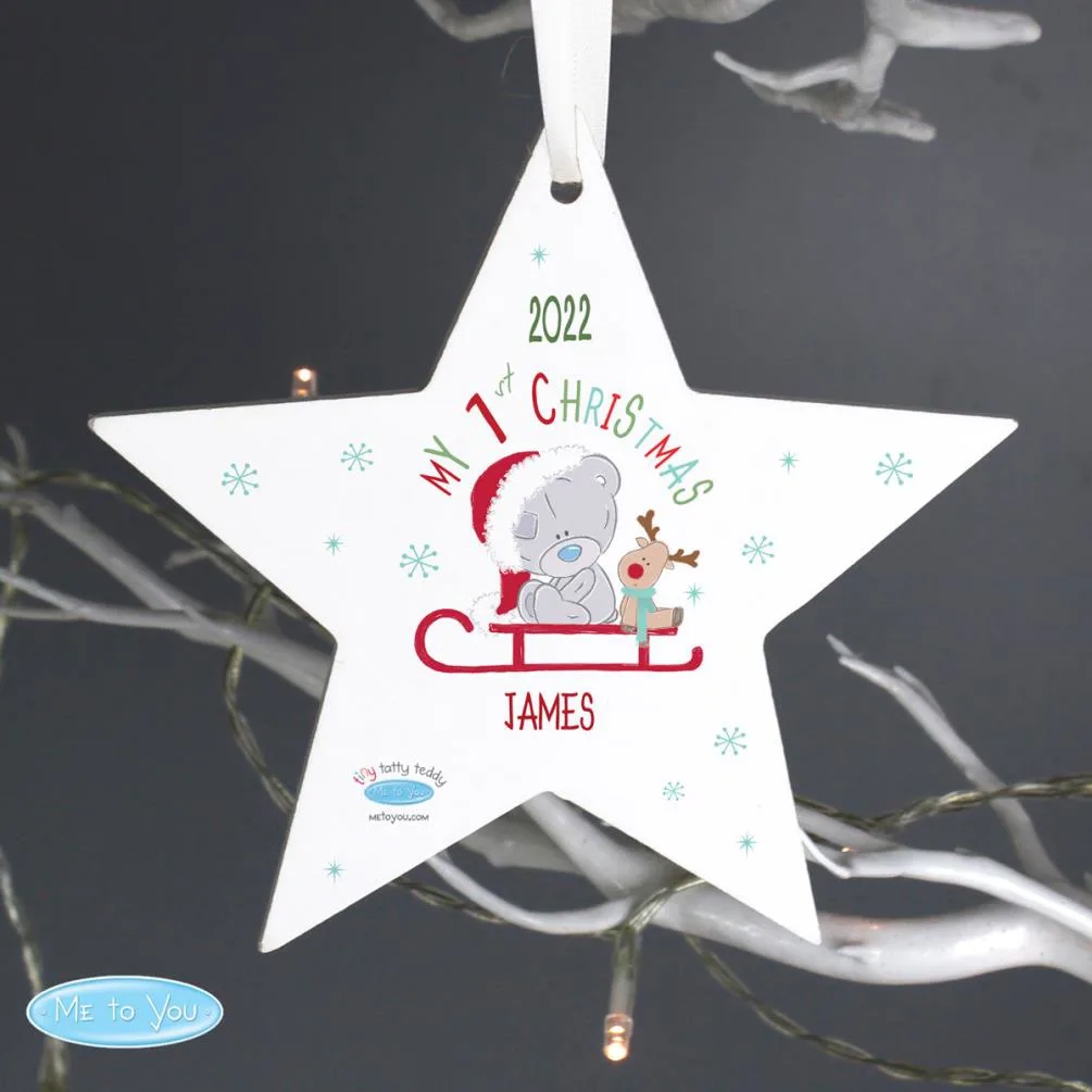 Personalised Tiny Tatty Teddy My 1st Christmas Sleigh Star Decoration Extra Image 3