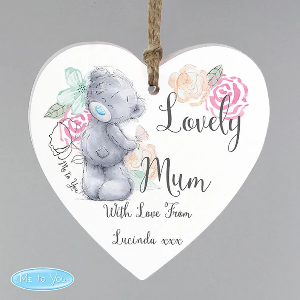 Personalised Me to You Floral Wooden Heart Decoration Extra Image 1