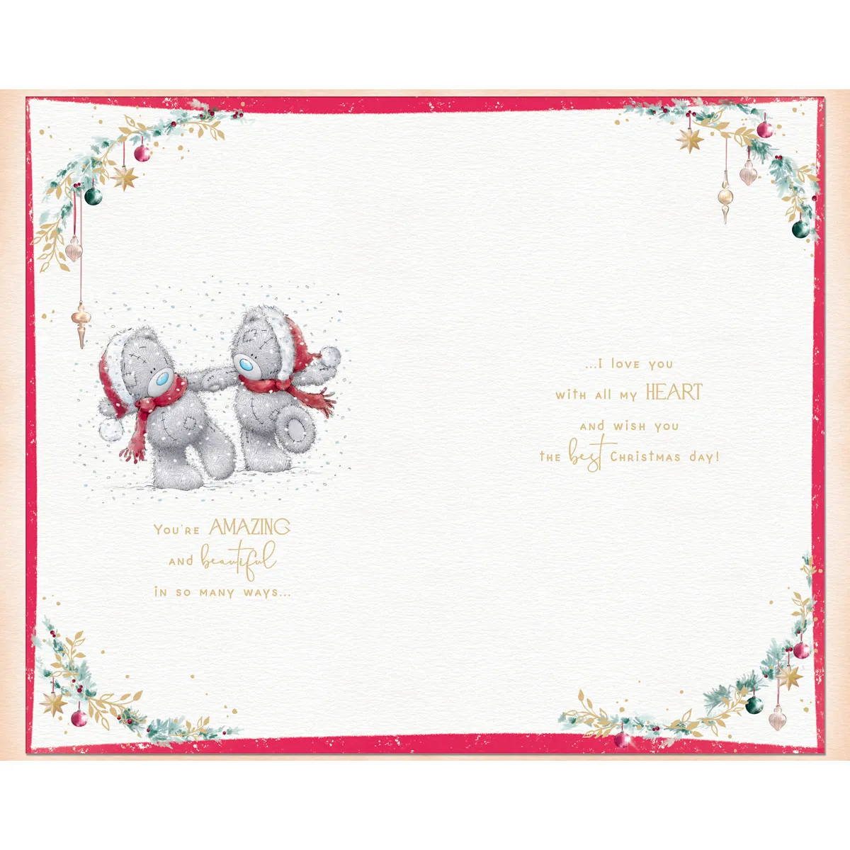 Beautiful Fiancee Handmade Me to You Bear Christmas Card Extra Image 2