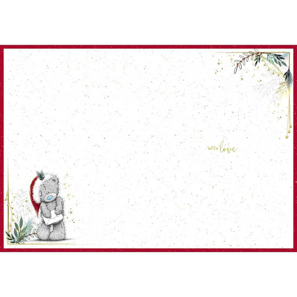 Holding Merry Xmas Sign Post Me to You Bear Christmas Card Extra Image 1