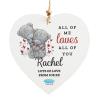 Personalised Love Me to You Bear Wooden Heart Decoration