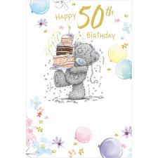 50th Birthday Bear Carrying Cake Me To You Bear Birthday Card