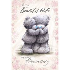 Wife Anniversary Softly Drawn Me to You Bear Card