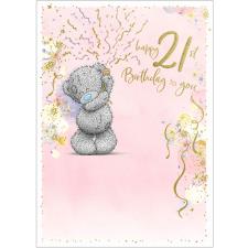 21st Birthday With Streamers Me to You Bear Birthday Card