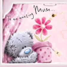 Amazing Mum Softly Drawn Me to You Bear Birthday Card