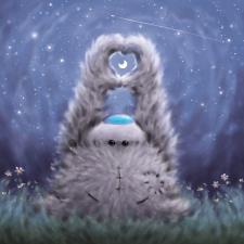 Moon In Heart Softly Drawn Me to You Bear Card