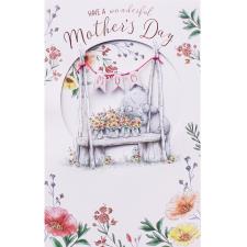 Mum Flowers On Bench Handmade Me to You Bear Mother's Day Card