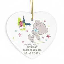 Personalised Tiny Tatty Teddy Ceramic Heart Decoration