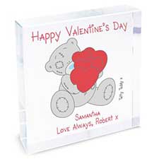 Personalised Me to You Bear Love Hearts Glass Block