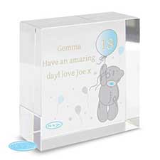 Personalised Me to You Balloon Crystal Block