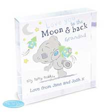 Personalised Tiny Tatty Teddy Moon & Back Large Crystal Block