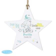Personalised Tiny Tatty Teddy Dream Big Blue Wooden Star Decoration