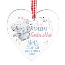 Personalised Me to You Godmother Wooden Heart Decoration