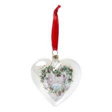 Glass Heart Me to You Bear Christmas Bauble