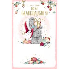 Great Granddaughter Holding Gift Me to You Bear Christmas Card