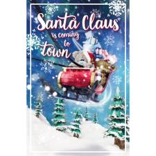 Bear Riding Santa Sleigh Photo Finish Me to You Bear Christmas Card