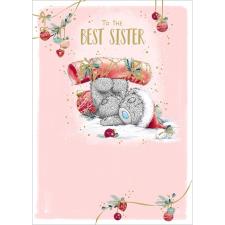 Sister Me to You Bear Christmas Card