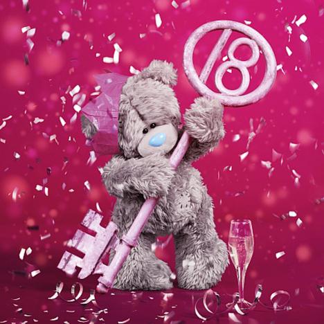 Me To You  Tatty Teddy "18th" Birthday Card ~ Bear With Key