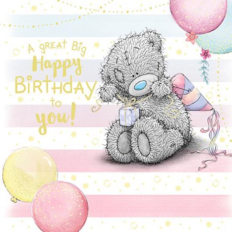 Tatty Teddy Tying Present Me to You Bear Birthday Card ASV01002 Me to You Online
