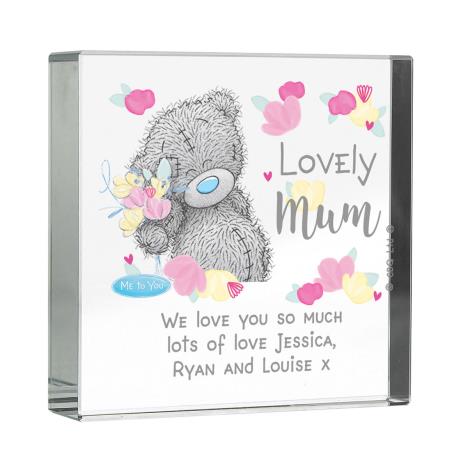 Personalised Me to You Lovely Mum Large Crystal Block