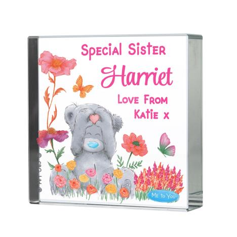 Personalised Me to You Flowery Large Crystal Block