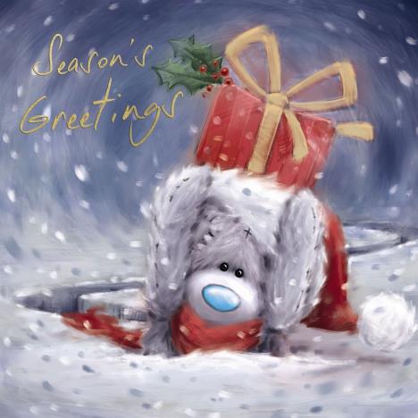 Season's Greetings Softly Drawn Me to You Bear Christmas Card
